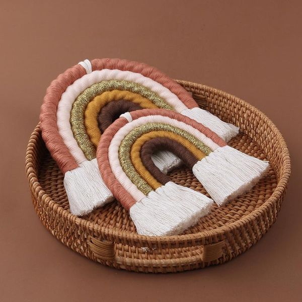 Oggetti decorativi Figurine Dropship 5 Strati Nordic Macrame Arcobaleno Decorazione da parete per camera da letto Nursery Baby Camere per bambini Arazzo colorato Rop