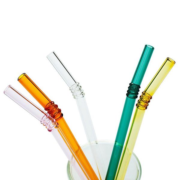 

drinking straws 2pc fine curved glass for kitchen party bar reusable eco-friendly heat-resistant high borosilicate