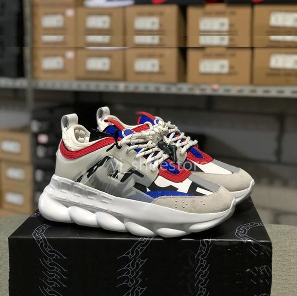 

designer casual shoes mens womens classic chain leather luxurys reflective height reaction platform vintage confortable sneakers, Black