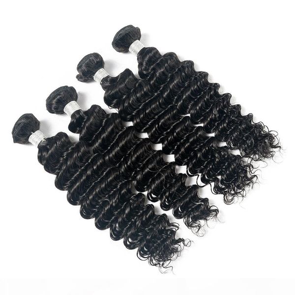 

lucky queen grade 8a brazilian deep wave human hair bundles 100% unprocessed brazilian deep wave 3 bundles brazilian human hair weaves, Black