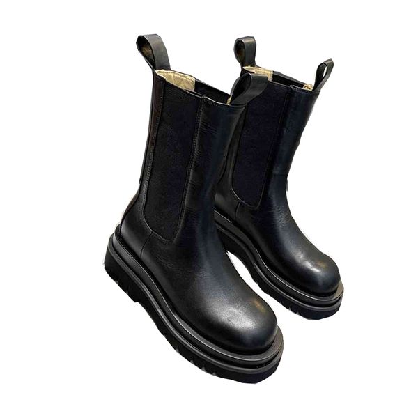 

7cm platform winter women boots designer black soft real leather non-slip martin half booties lady fashion knight bottes