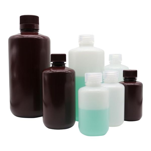 

lab supplies 30ml-1000ml brown narrow mouth plastic bottle with lid reagent emulsion liquid container