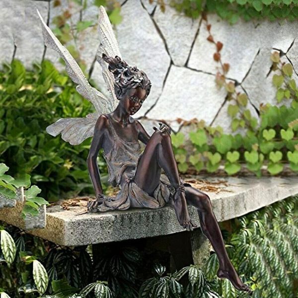 

garden decorations 15*5.3 sitting gardening resin fairy statue yard decoration drop craft outdoor ornament home ja n9v4