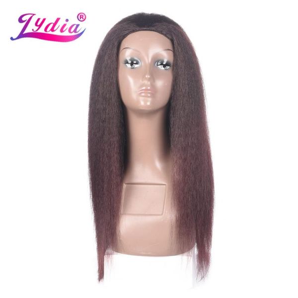 

synthetic wigs lydia for kinky straight half 3/4 hair mix color t2/99j 20" long headband daily use & party, Black