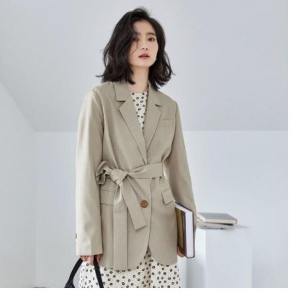 

women's suits & blazers fashion lace up blazer jacket women autumn casual long sleeve work suit coat office lady solid slim, White;black