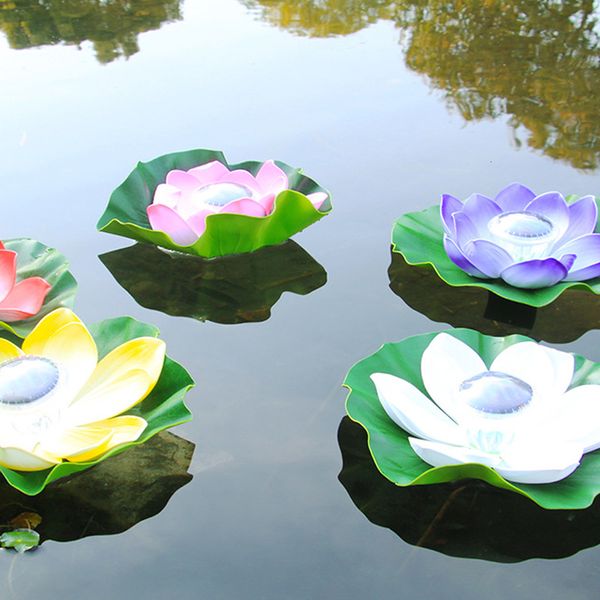 

2021 new solar powered leds lotus rgb floatiing flower light ip65 proof dwaterproof water lamp night to pool pond garden v4fb