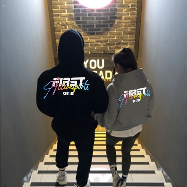 

muscle brothers fashion sports hooded sweater men's and women's plush pullover casual couple's wear, Black;white
