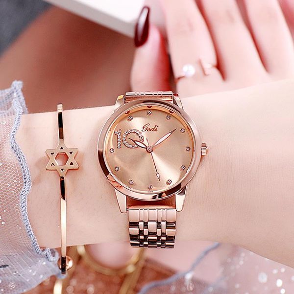

wristwatches female temperament diamond wrist table fashion strip ms. quartz watch casual waterproof women's wristwatch woman, Slivery;brown