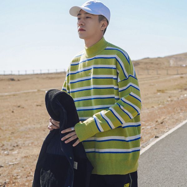 

2021 new autumn winter striped sweater men's warm fashion casual knitted pullover men streetwear knitting sweaters mens clothes m6iy, White;black