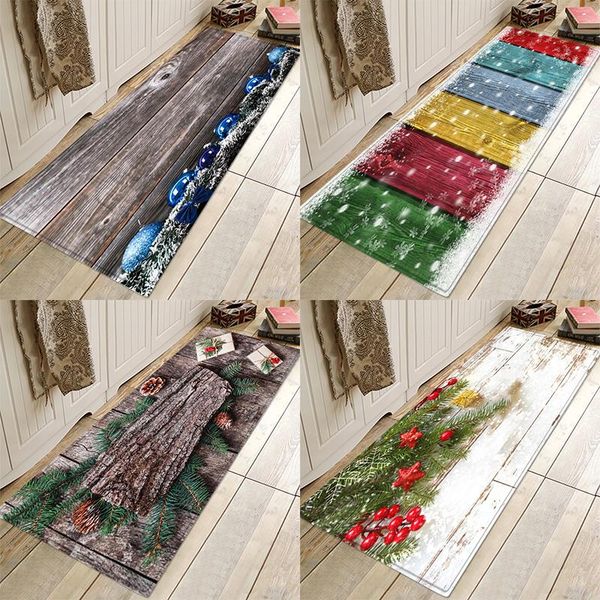 

carpets 2021 non-slip kitchen mat christmas decorations for home polyester wood grain pattern rug doormat floor carpet