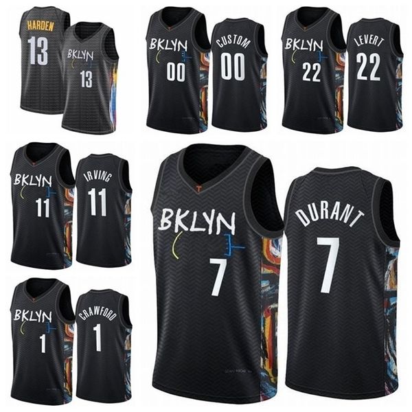 

men kids 13 harden irving jersey 11 kyrie kevin 7 durant biggie 2020 2021 swingman city basketball jerseys edition s - xxxl, Black