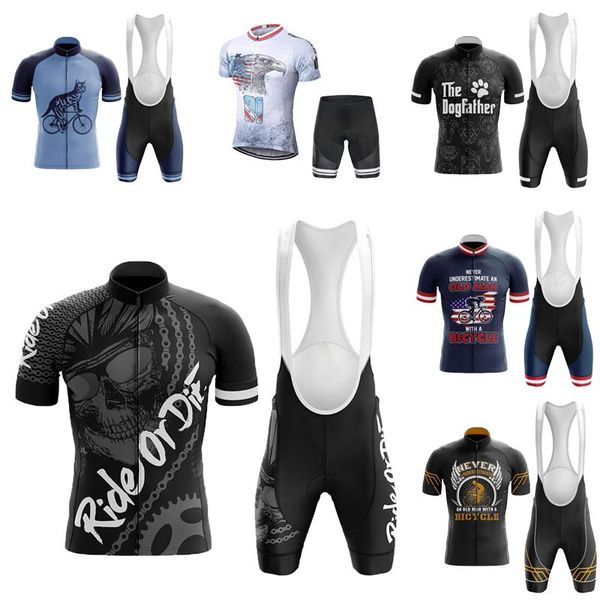 

racing sets breathable cycling jersey for men 2021 summer belt pants short sleeve leisure bicycle suit pro team uniform clothing, Black;blue