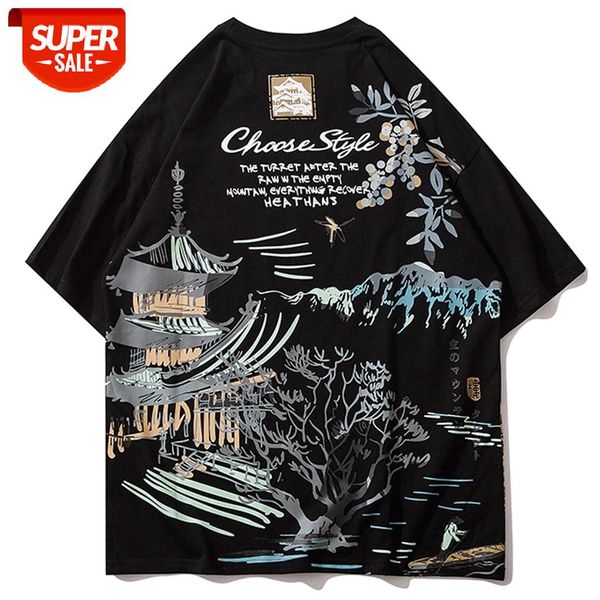 

Hip Hop Streetwear T-Shirt Men Ancient Building Tree Print Tshirts 2021 Summer Harajuku Cotton Short Sleeve Shirts Casual Tops #6y8d, White;black