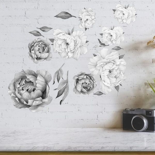 

wall stickers white watercolor peony flowers for kids room living bedroom home decoration decal decor floral