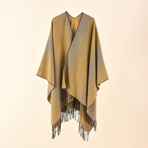 

scarves ethnic bohemian geometric shape plus size gold cashmere split shawl cloak infinity scarf designer women luxury 2021, Blue;gray
