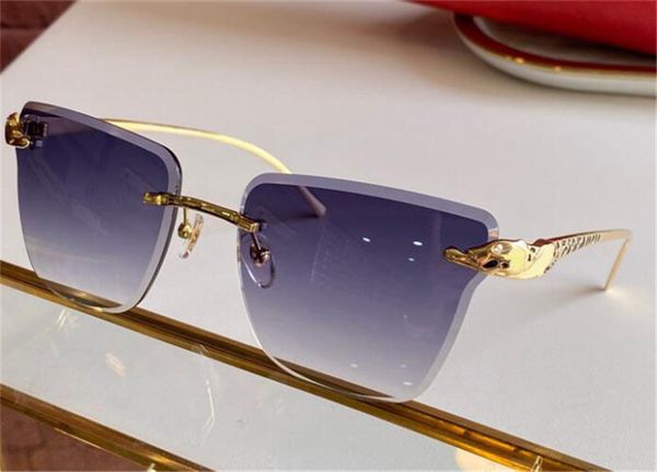 

new sell fashion design sunglasses m1191 frameless cat-eye frame animal design temple avant-garde fashion style uv400 lens eyewear, White;black