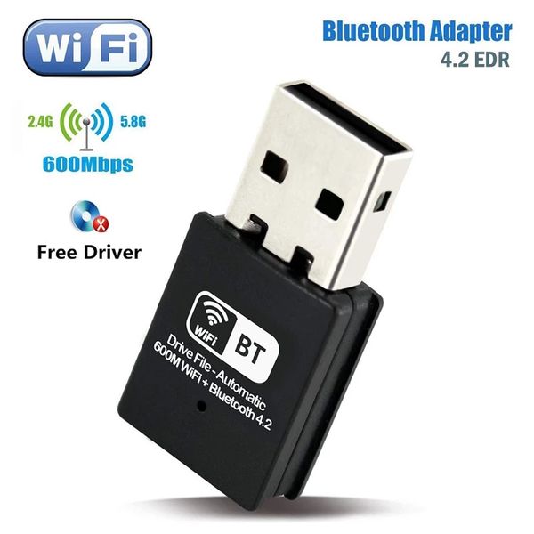 600Mbps USB WiFi Adaptador Bluetooth 4.2 Free Driver RTL8192 Chips IEEE802.11AC / B / G / N 2.4G 600M Receptor Sem Fio Rede Dongle para Windows Portátil