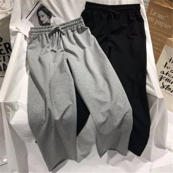 

women's pants & capris spring autumn women elastic high waist straight solid quality casual simple comfortable trousers female, Black;white