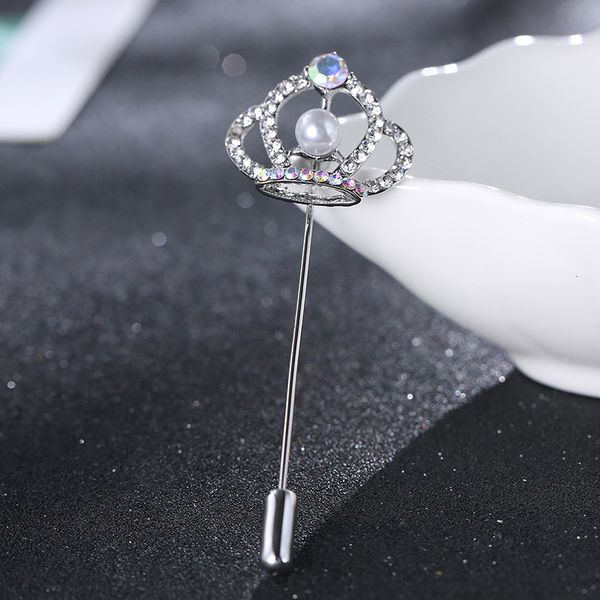 

diamond crown brooch pins fashion crystal lapel pin breastpin corsage women men business suit pin fashion jewelry, Gray