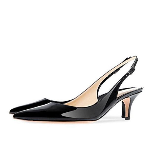 

dress shoes spring and summer pointed shallow mouth mid-heel patent leather single banquet large size custom women's, Black