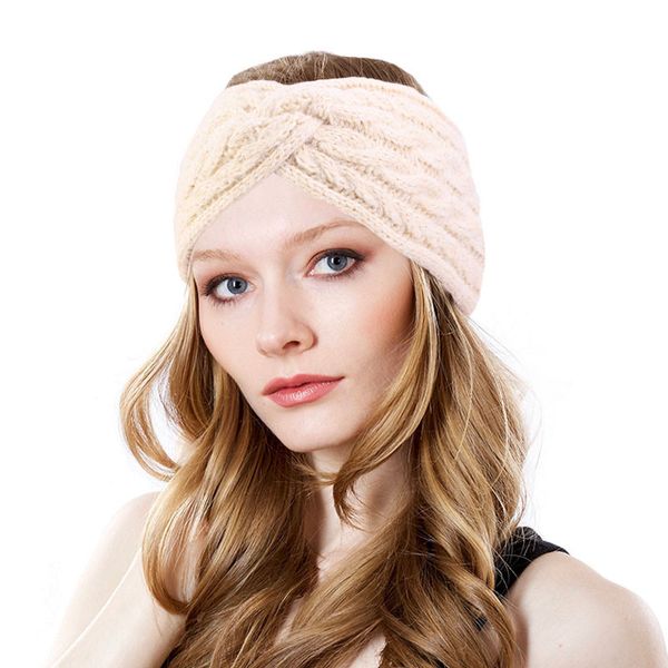 New Women Winter Thnead Headband Crochet Cashmere Cânhamo Twist Hair Band Hairbands Hairbands Cabelo Quente Acessórios