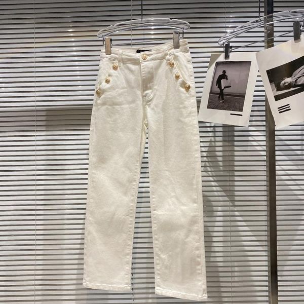 

women's jeans 2021 autumn metal buckle wide leg women catwalk style loose straight, Blue