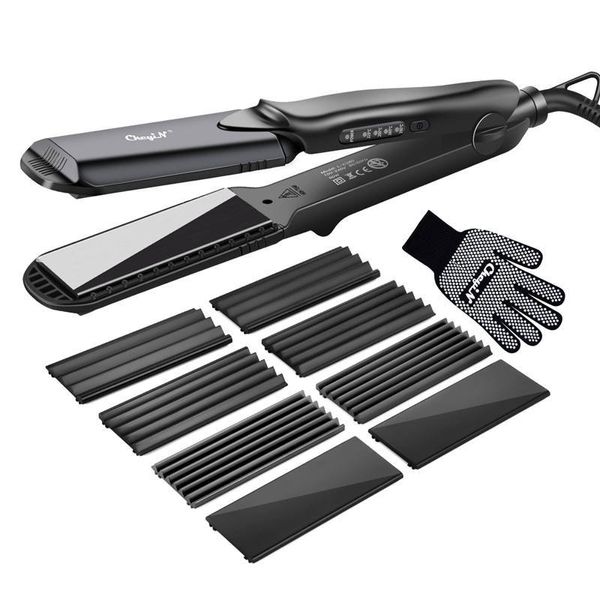 4-em-1 placas interchecíveis alisador rápido flat iron elétrico creper de cerâmica crimper crimper onda penteado estilo