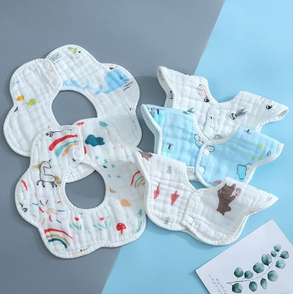 

newborn petal bib pure cotton 8 layer gauze infant bibs baby 360 degree spinning towel yl449