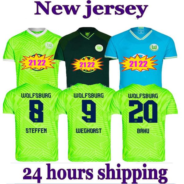 

2021-22 vfl wolfsburg soccer jerseys 21 22 weghorst baku 2021 2022 home away third steffen brekalo mehmedi bialek guilavogui arnold xaver gi, Black;yellow