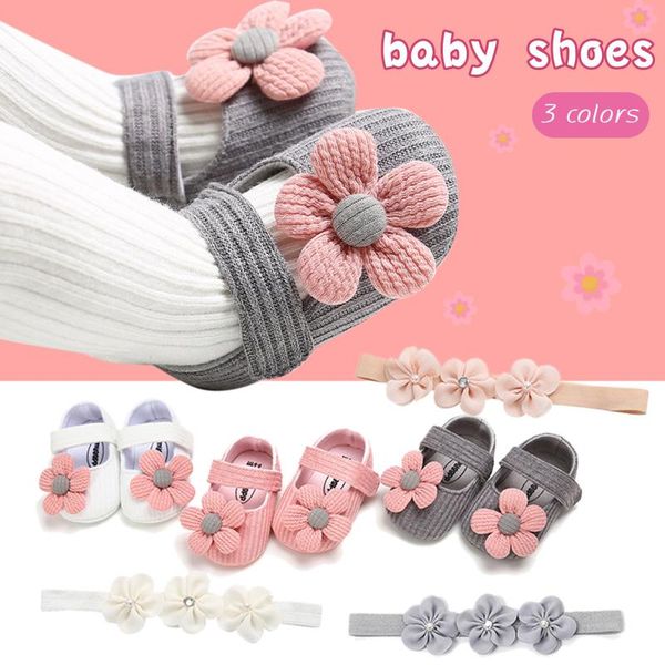 

first walkers 2pcs baby girls shoes infant toddler prewalker bowknot flower princess shoes+headband set kids zapatos