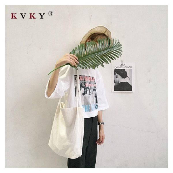 

shopping bags 2021 women's canvas shoulder tote bag large capacity cotton cloth shopper female handbag foldable reusable beach