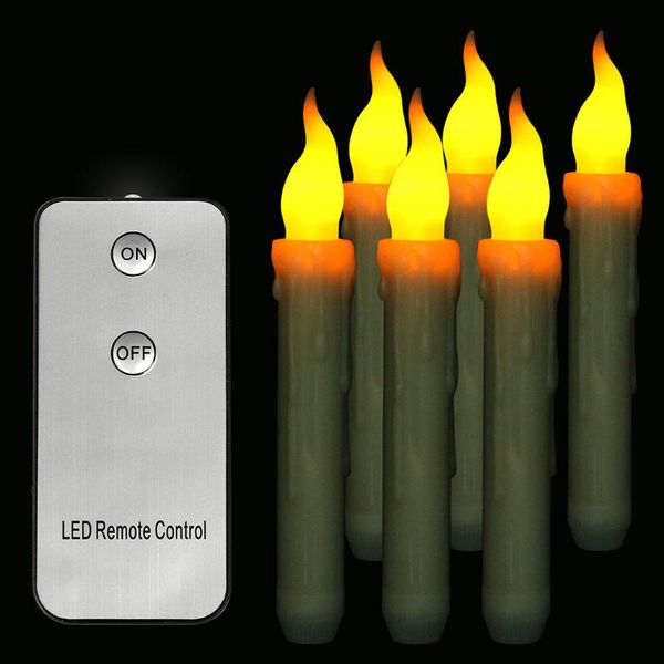 

tabledecor led taper candle xmas party remote control 6pcs battery operated