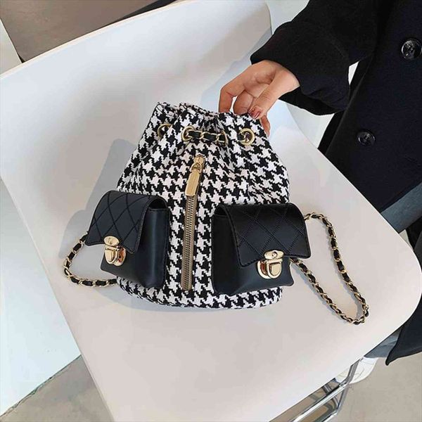 

unusual bag brand original design tide backpack womens bucket chain