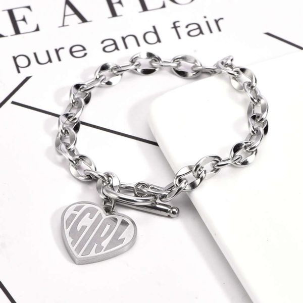 

,bracelet unif letter love bracelet net red fashion style hip hop personality titanium steel ot clasp, Golden;silver