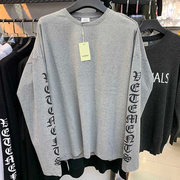 

20ss vetements letter print long sleeve t-shirts men women 1:1 autumn winter 100% cotton vetements t shirt x0712, White;black