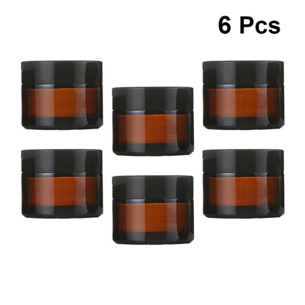 

storage bottles & jars 6pcs empty makeup glass subpackaging bottle cream cosmetics holder black (30g brown and golden li