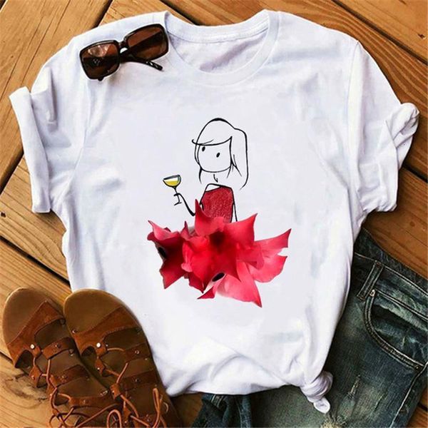 

funny flower girl print woman tshirts casual white mujer camisetas kpop short sleeve femme t-shirts
