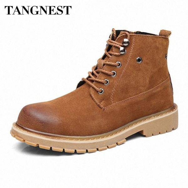 

tangnest cowboys ankle boots new 2018 autumn safety work boots for men cow split leather platform shoes casual buckle boot pumps shoes h3uj#, Black