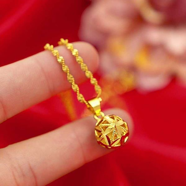 Collana di moda per donna Ciondolo con sfera di fiori color oro giallo Collana con catena in oro africano con clavicola Girocollo Gioielli di fidanzamento di nozze X0707