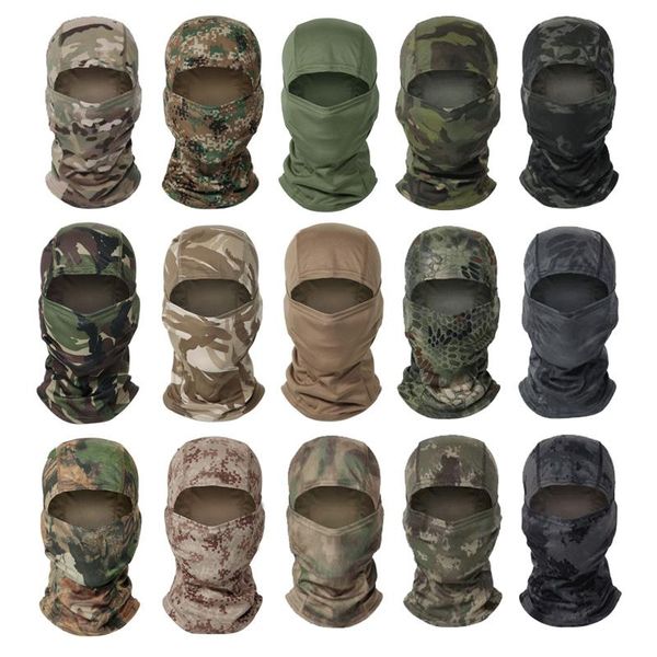 

cycling caps & masks tactical camouflage balaclava neck gaiter full face mask wargame cp military hat hunting bicycle army multicam bandana, Black