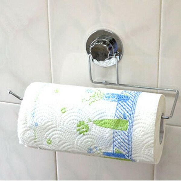 

tissue boxes & napkins 1pc stainless steel kitchen hook powerful suction cup hanging bathroom toilet roll paper towel rack cabinet door hold