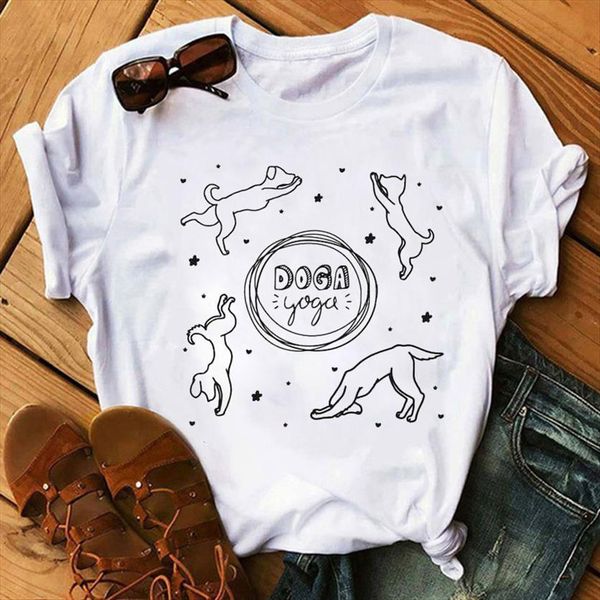 

cartoon cute dog print women tee harajuku tees summer camiseta femina, White