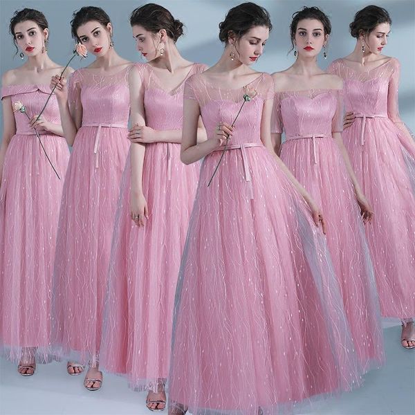 

party dresses pink bridesmaid elegant long wedding dress plus size royal blue tulle robe vestido de noiva, White;black