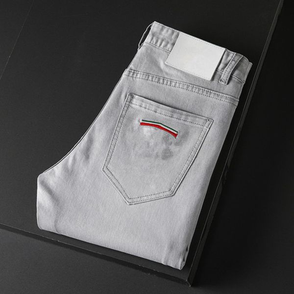 

Mens Digner Summer Lightweight Style Luxurys Famous Brand Men Washed Casual Dign Slim Stretch ny Jeans Straight EU US Size W28-W38, Blue
