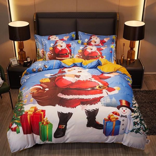 

bedding sets velvet fleece warm set santa claus clouds pattern duvet cover super soft full double  4pcs bed sheet pillowcases