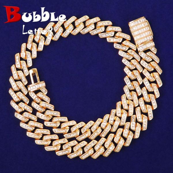 

chains 11mm solid baguette necklace gold color hip hop men's jewelry, Silver