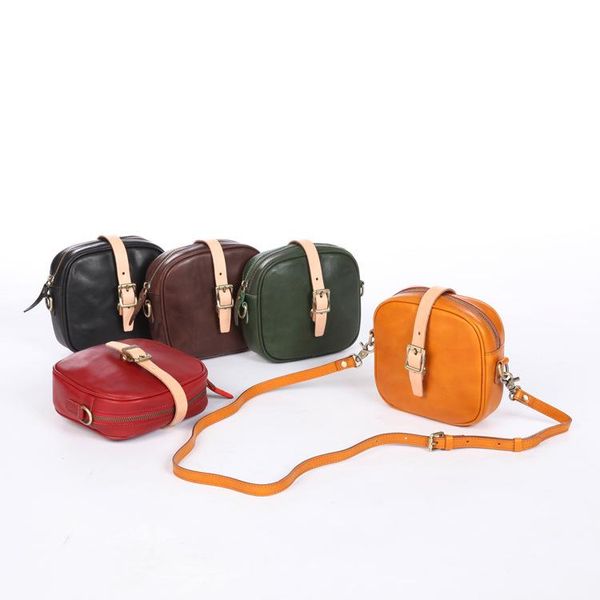 

evening bags 2021 vegetable tanned leather retro women's bag messenger mobile phone small genuine square