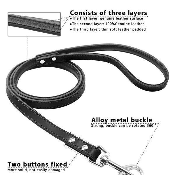 

5 colors leather dog leash long rope pet puppy cat walking training leashes for small medium large dogs chihuahua 12 qylzce