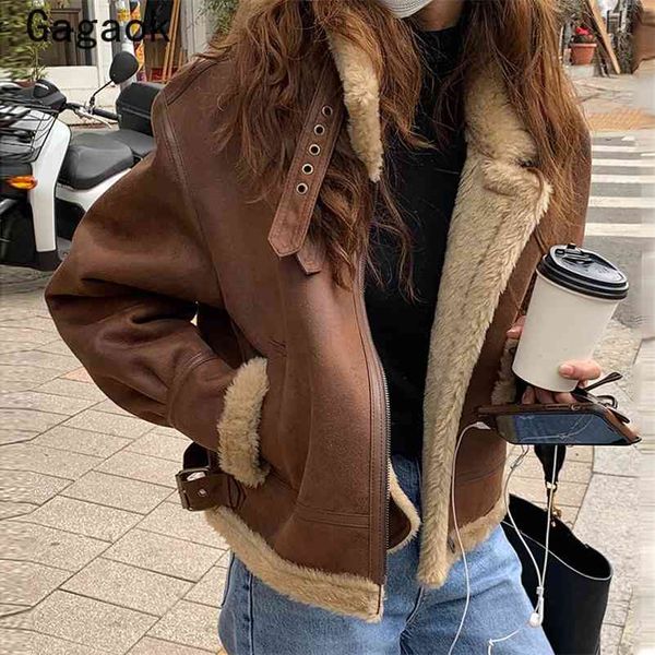 

streetwear woman jacket winter turtleneck solid zipper wide-waisted jackets loose casual thick outwear warm coat 210531, Black;brown