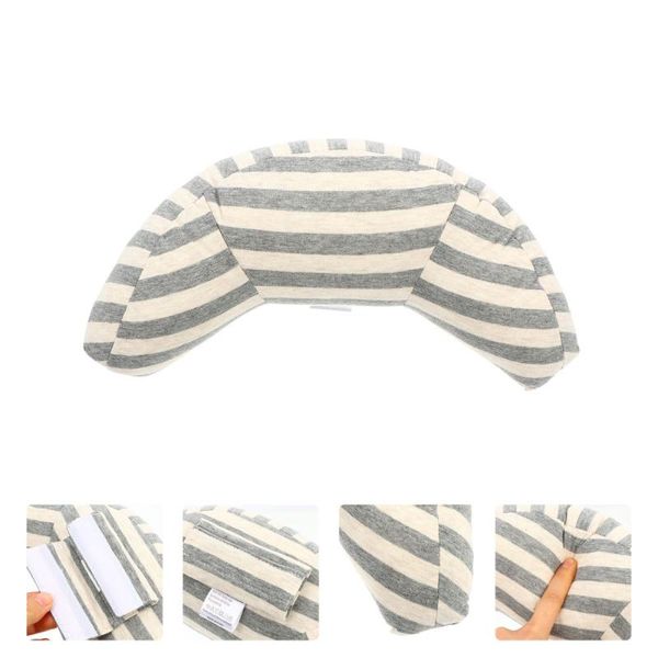 

seat cushions car head support pillow child striped for travel (grey and white)
